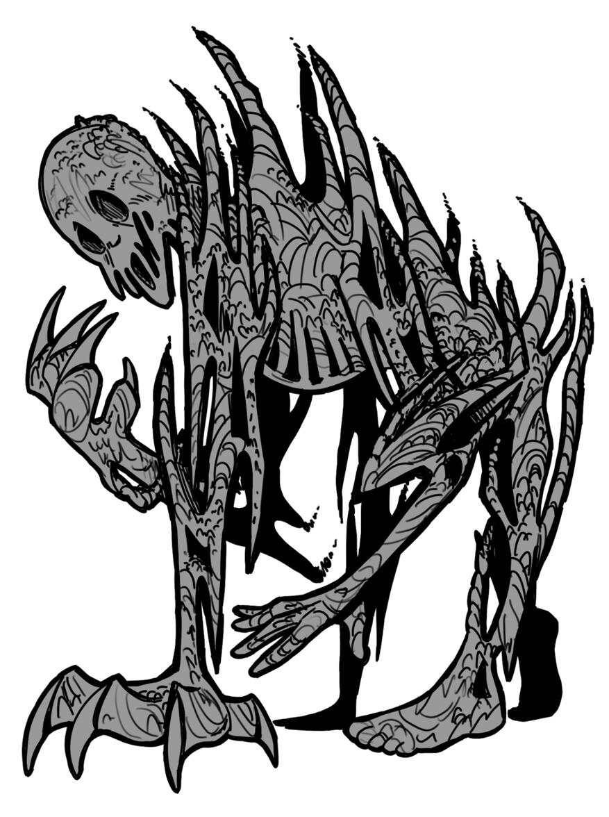 mythical creature, line art, gray color n/a